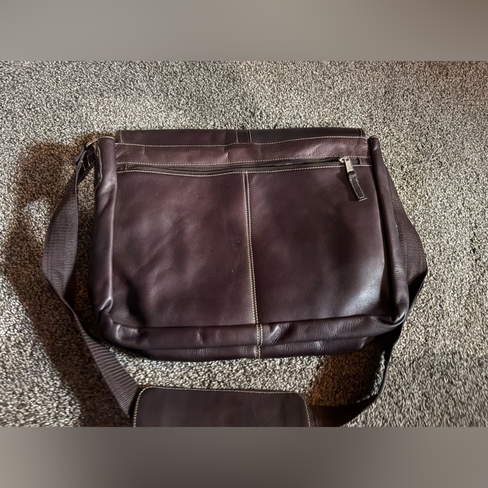 Latico Dark Brown Leather Messenger Bag - Picture 2 of 5